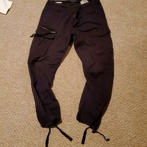 J&j Black Cargo Utility Joggers ankle drawstring